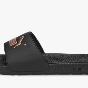 PUMA Women's Cool Cat Slide Sandal Black/Rose gold
